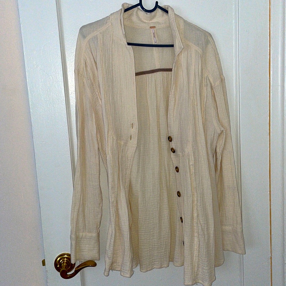 Free people button down cream top